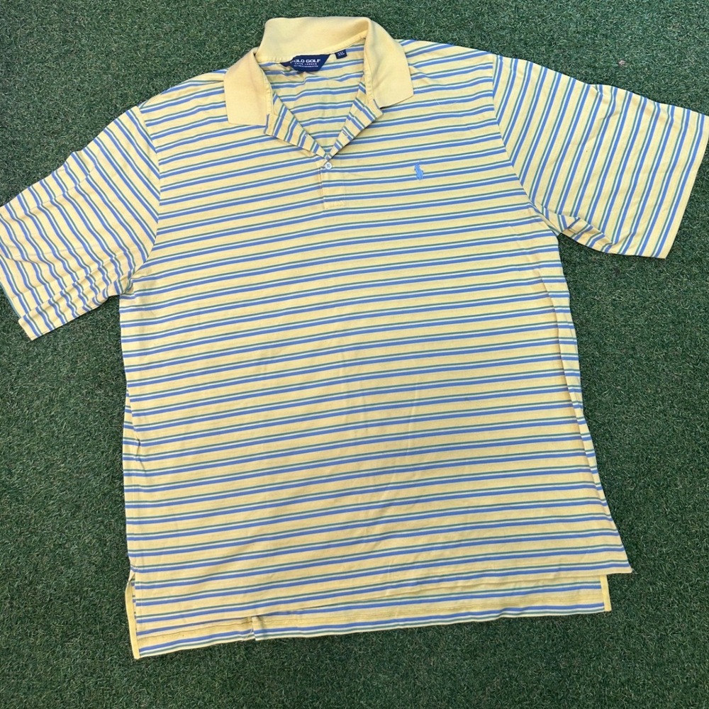 Polo Golf Ralph Lauren Mes XXL Yellow Stripe Pima Cotton Polo Shirt Short Sleeve